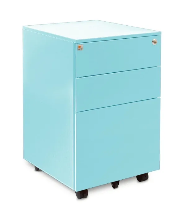 ตู้ลิ้นชักเหล็ก 3 ลิ้นชัก พร้อมล้อเลื่อน - TIFFANY BLUE (STEEL MOBILE PEDESTAL)