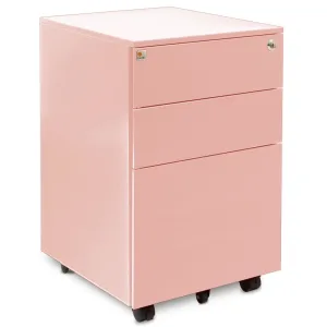 ตู้ลิ้นชักเหล็ก 3 ลิ้นชัก พร้อมล้อเลื่อน - PASTEL PINK (STEEL MOBILE PEDESTAL)