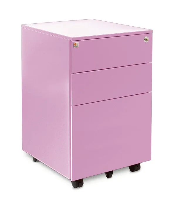 ตู้ลิ้นชักเหล็ก 3 ลิ้นชัก พร้อมล้อเลื่อน - PASTEL PURPLE (STEEL MOBILE PEDESTAL)
